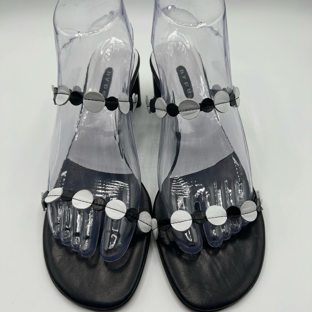 Hype Shoes Black and White Heel Sandals Size 8 NWOT